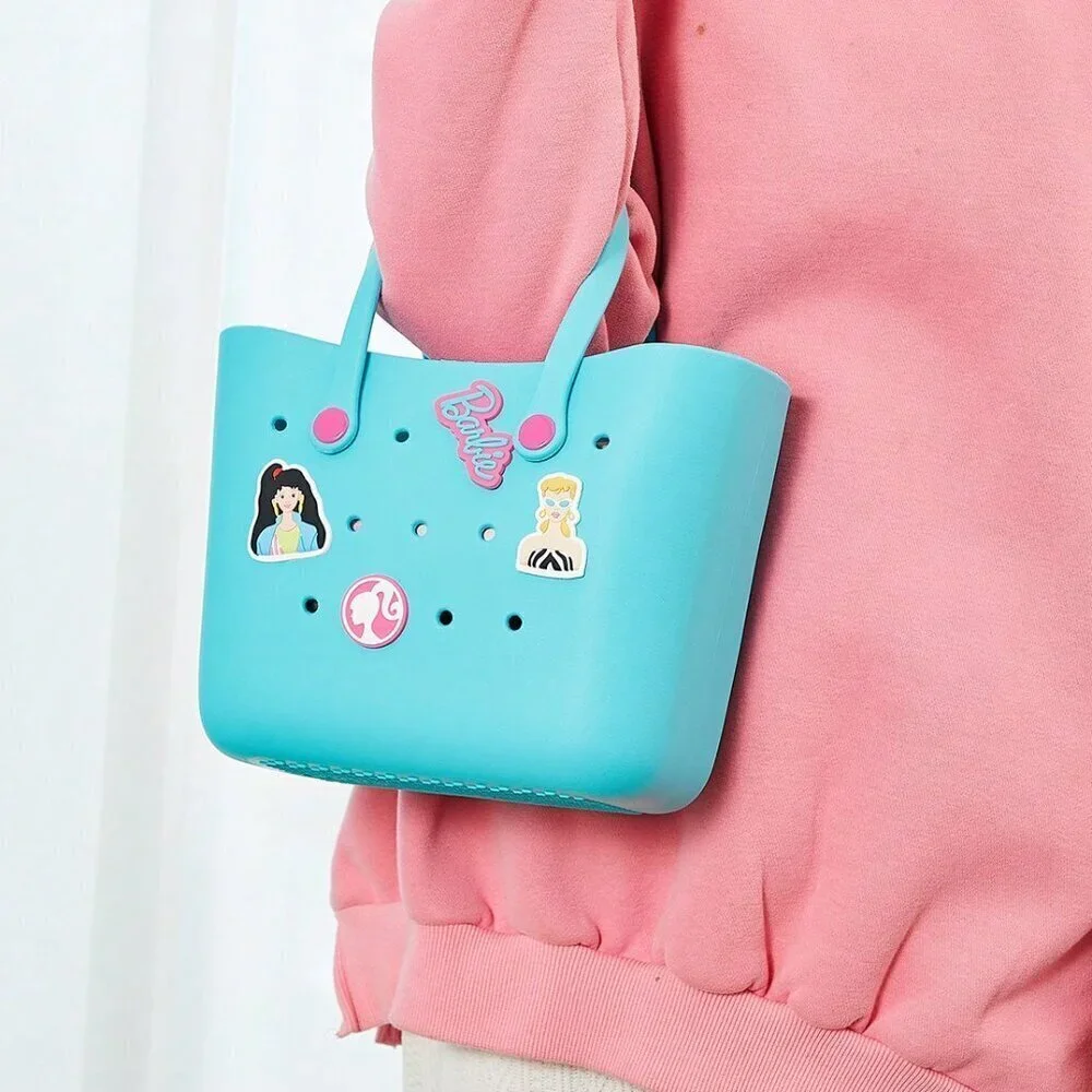 Blue Casual Women's Cartoon Pattern Tote Bag Portable Travel School Lunch Picnic